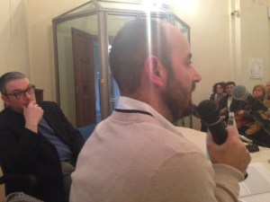 Salvatore Trapani e Rav Goldstein durante la conferenza inaugurale "In Absentia vs Damnatio Memoriae"