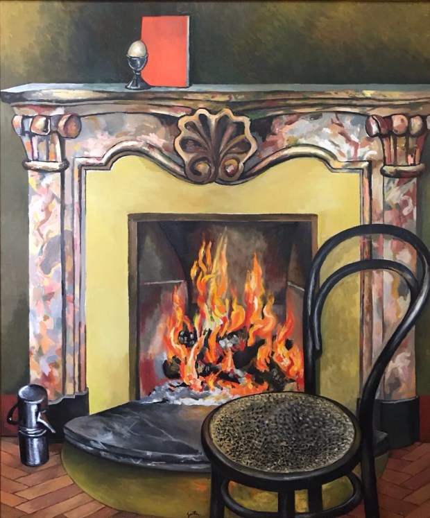 Guttuso, Caminetto, 1984, olio su tela, 150 x 125,5