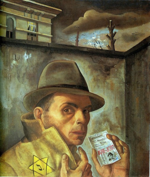 Felix Nussbaum, autoritratto con carta di identità ebraica, 1943